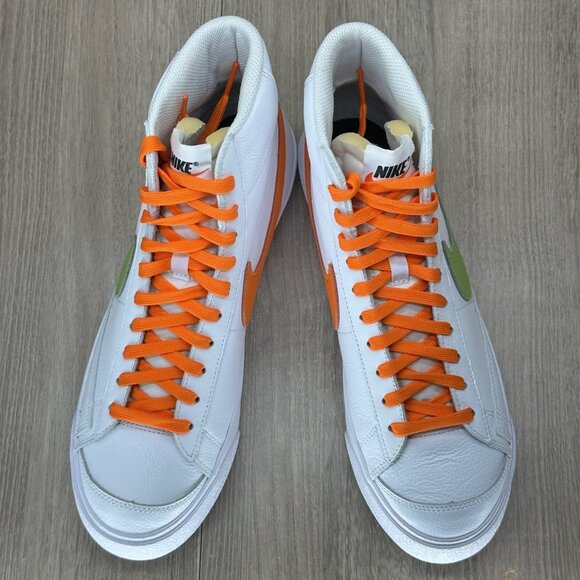 Nike Blazer Mid \'77 Leather Sneakers Men 9.5 Lace Up Logo D07432900 White Orange main image 6